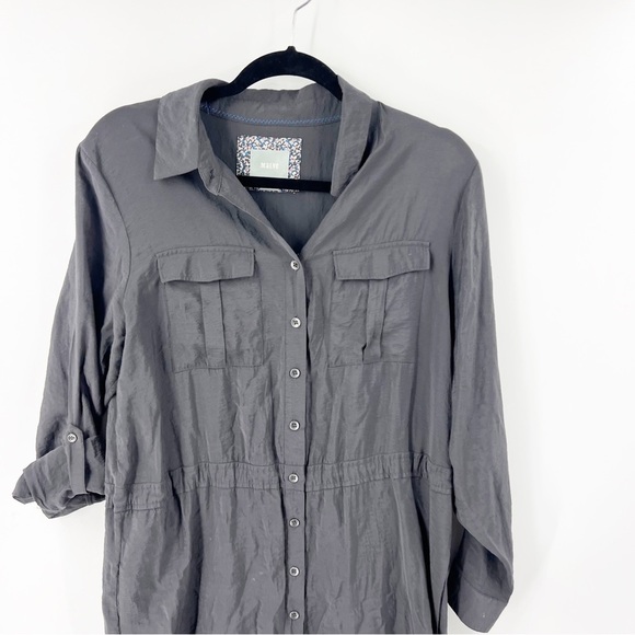 Anthropologie MAEVE Button-Down Shirt Dress GREY SIZE 10 - Picture 2 of 10